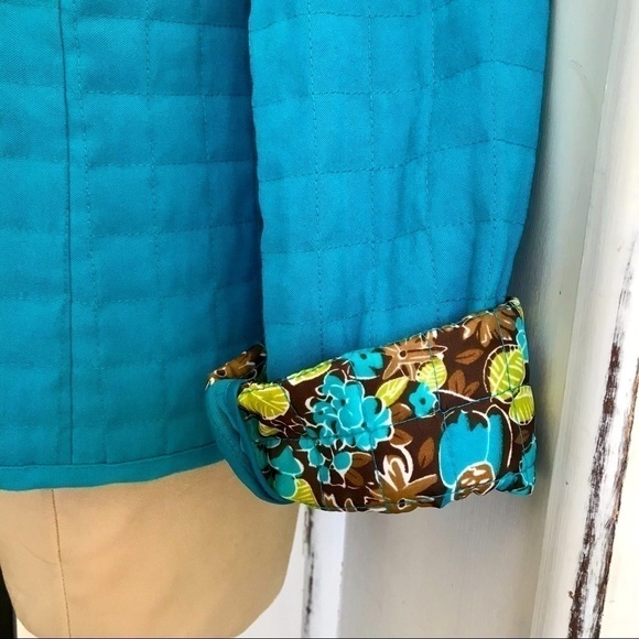 Briggs New York Turquoise Teal Quilted Snap Button Up Collared Jacket 16 Petite - Picture 7 of 12